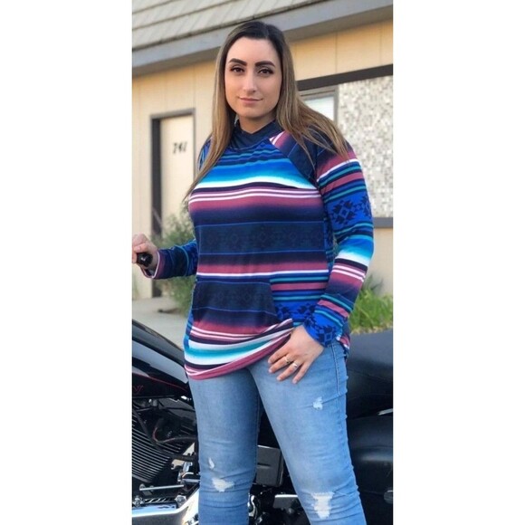 LuLaRoe Tops - NEW! LuLaRoe Women's 3XL Amber Hoodie Long Sleeve Aztec Southwestern Print